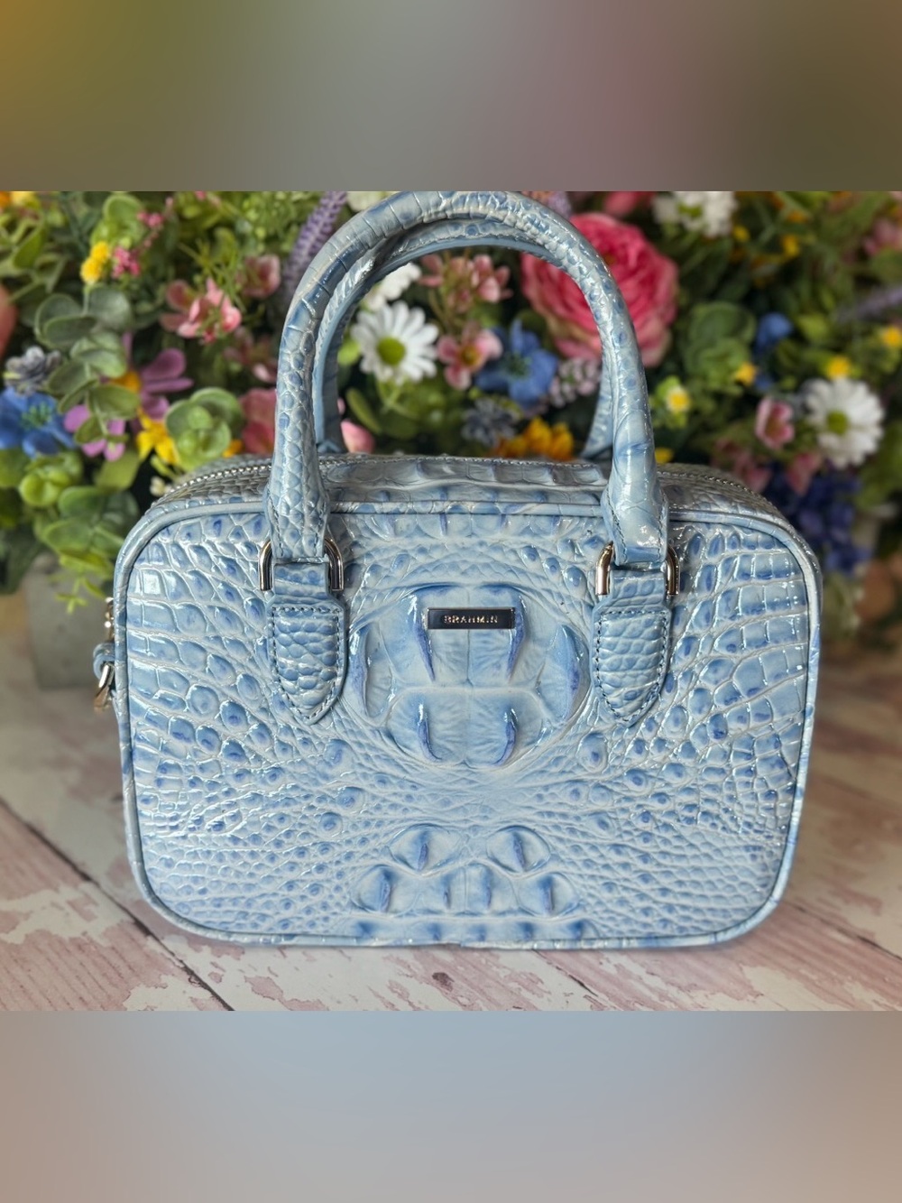 Brahmin Mara Heavenly Blue Melbourne Pretty Eye Placement NWT